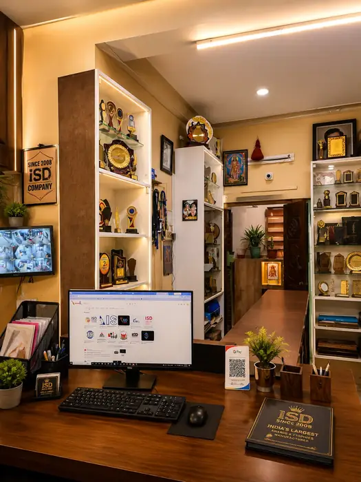 Reception area of Sri Sai Photo Laminations showroom in Hosapete